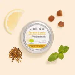 Gommes à sucer Aroma-Zone : un remède miracle contre l'extinction de voix. Propolis, citron et menthe pour adoucir la gorge.
