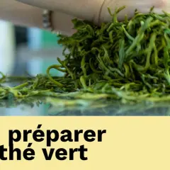 Des feuilles de thés verts fraîchement récoltées, prêtes à être infusées pour un moment de détente.