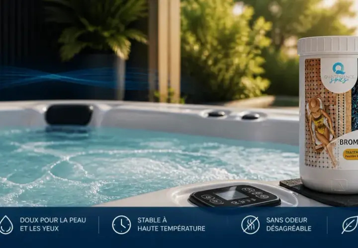Un spa avec un traitement au brome lent, idéal pour une désinfection efficace et douce pour la peau.