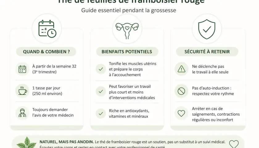 Guide sur le thé de feuilles de framboisier rouge : quand le boire, ses bienfaits potentiels et les précautions à prendre pendant la grossesse.