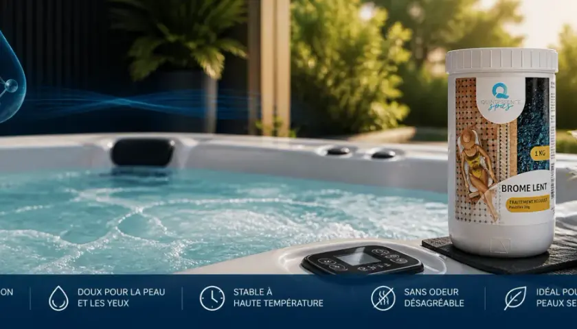 Un spa avec un traitement au brome lent, idéal pour une désinfection efficace et douce pour la peau.