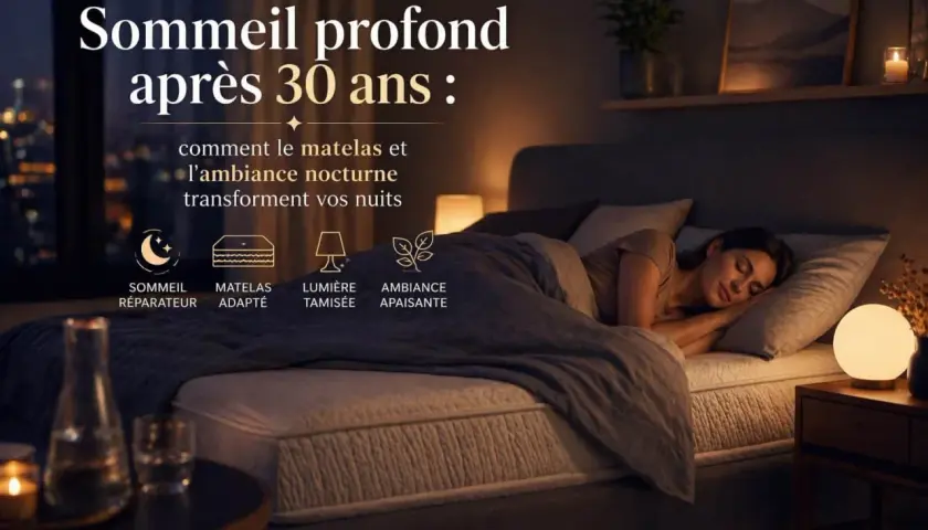 Une femme dort paisiblement. Le matelas et l'ambiance nocturne favorisent un sommeil profond, pas comme le maté qui peut empêcher de dormir.