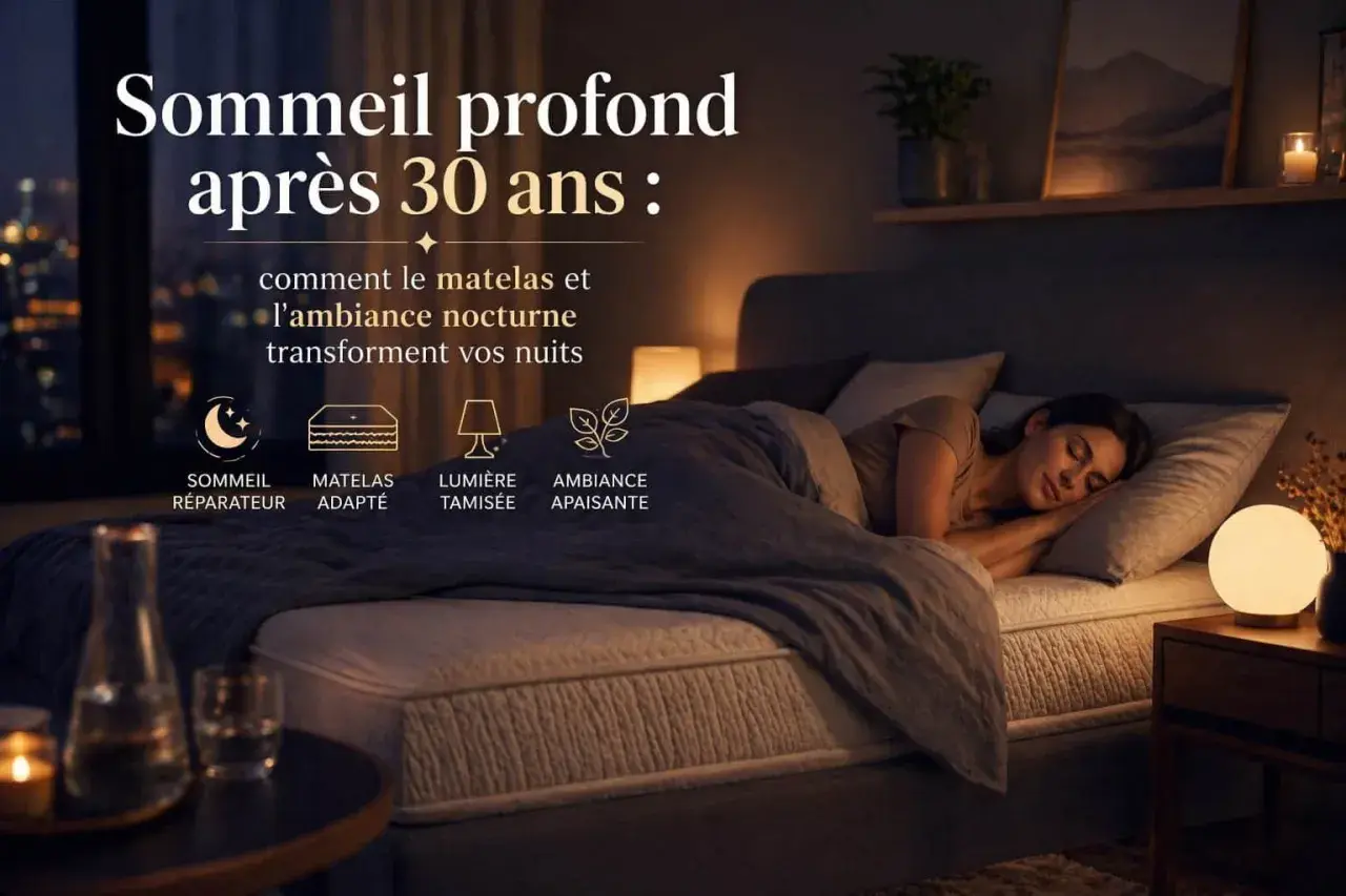Une femme dort paisiblement. Le matelas et l'ambiance nocturne favorisent un sommeil profond, pas comme le maté qui peut empêcher de dormir.