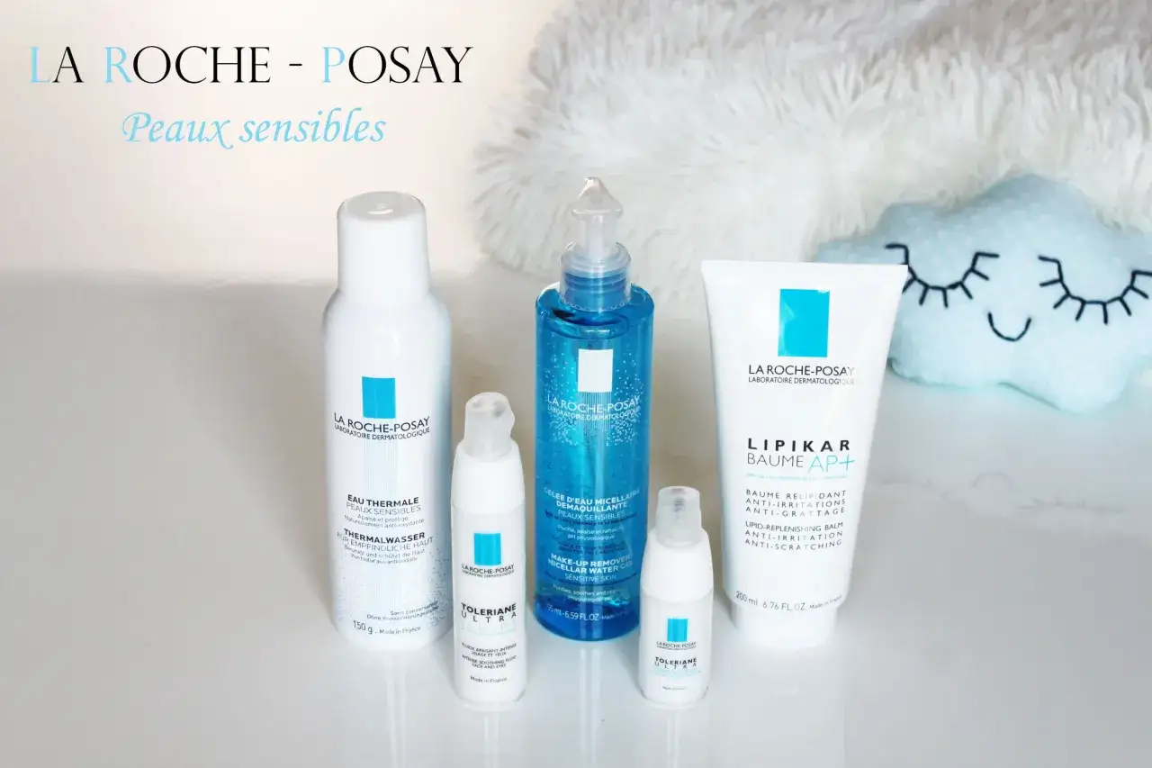 Des produits La Roche-Posay pour peaux sensibles, dont un baume apaisant. Ma rosac&eacute;e a disparu gr&acirc;ce &agrave; cette routine.