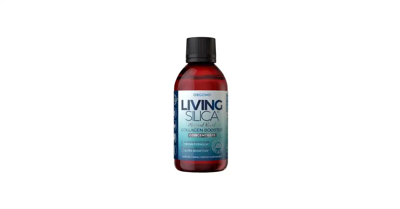 Bouteille de Living Silica, un concentr&eacute; de silicium organique pour booster le collag&egrave;ne. Formule vegan, ultra-bioactive.