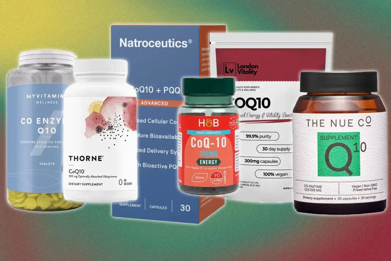Plusieurs marques de suppl&eacute;ments de coenzyme Q10, vantant ses coenzyme q10 bienfaits pour l'&eacute;nergie et la vitalit&eacute;.